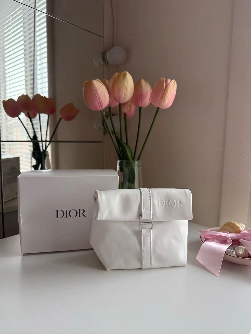 Dior White pouch bag